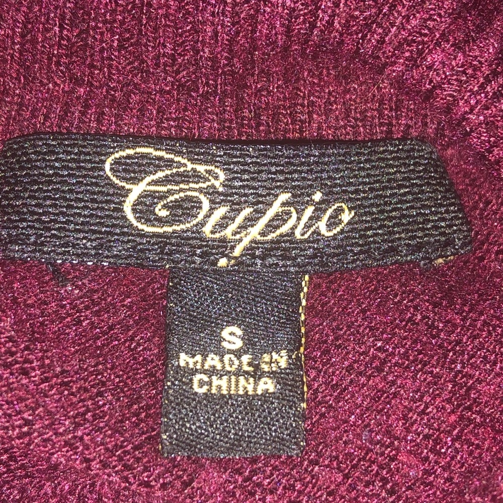 Cupio Burgundy Cashmere Blend Turtleneck Sweater - Picture 7 of 8